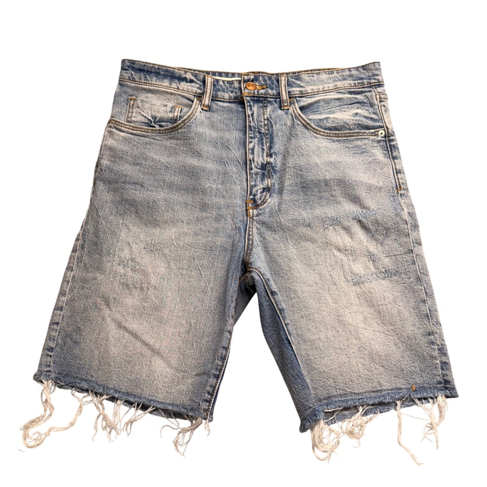 Anthropologie Pilcro Denim Shorts Light Wash Distressed Raw Hem Size 28 - Picture 1 of 10